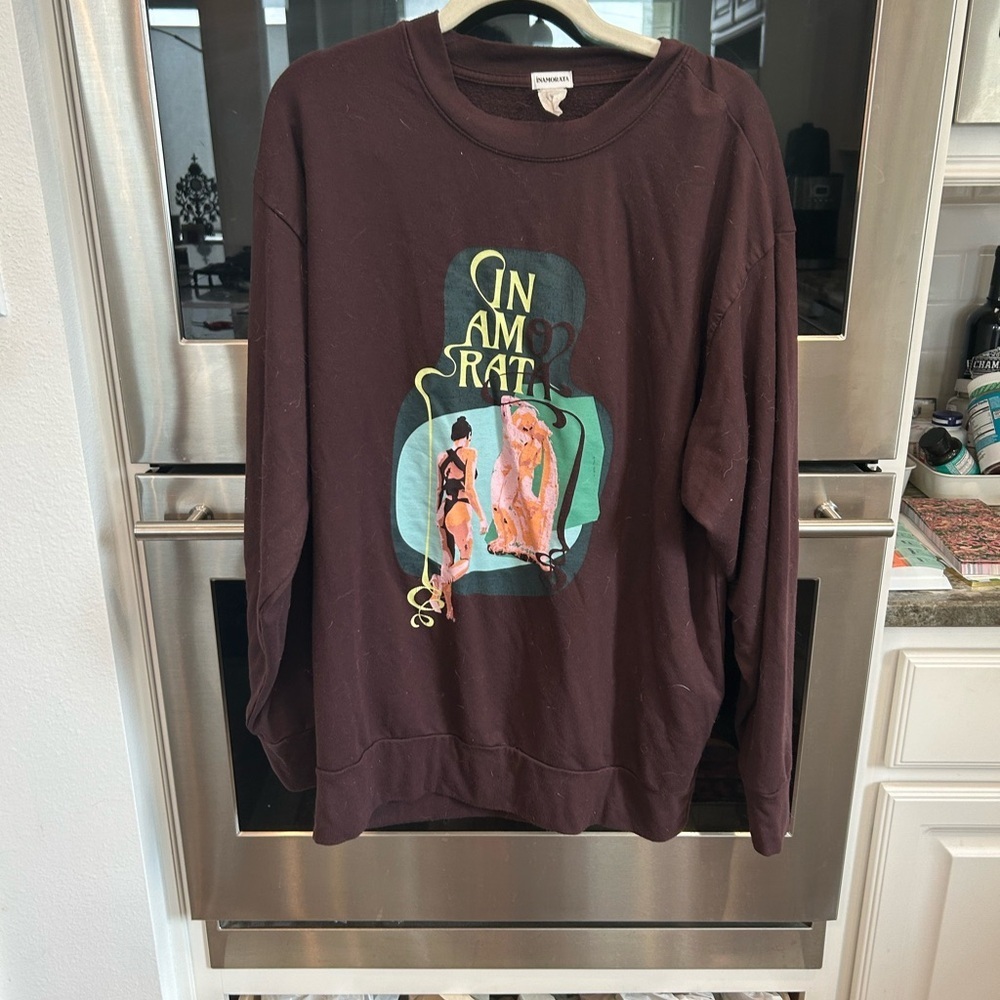 iNAMORATA Brown graphic sweatshirt (has wear/needs lint brush) Medium